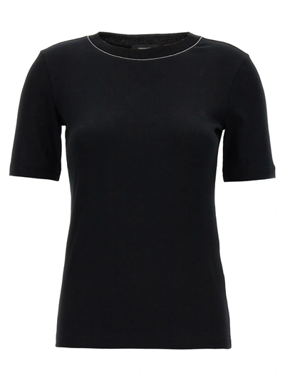 Fabiana Filippi Black Ribbed Cotton Jersey T-shirt