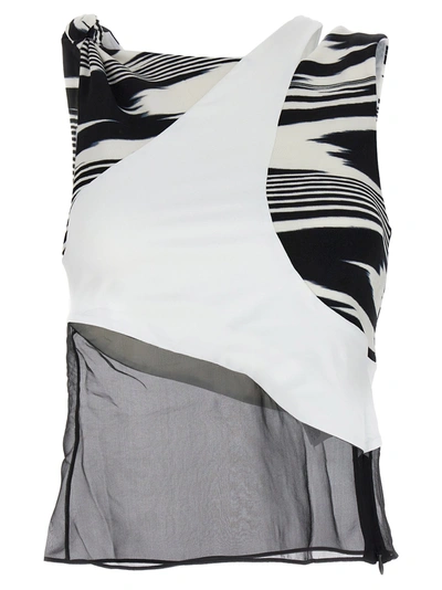 Missoni Patchwork Top In Black & White Space Dye