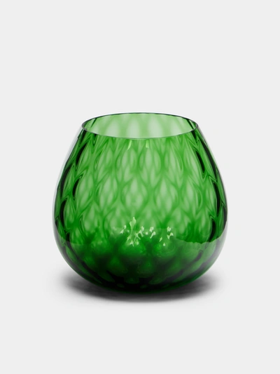 Nasonmoretti Macramé Hand-blown Murano Glass Tealight Holder In Green