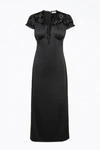 ADELYN RAE Adelyn Rae Lace-Trimmed Satin Midi Dress In Black