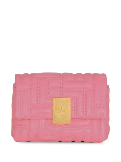 Balmain 1945 Mini Quilt-embossed Shoulder Bag In Pink