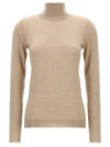Brunello Cucinelli Sparkling Cashmere And Silk Lightweight Turtleneck Sweater In Beige