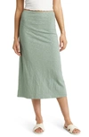Caslon Softly Ruched Midi Skirt In Green Dune