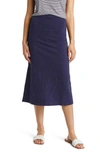Caslon Softly Ruched Midi Skirt In Navy Peacoat