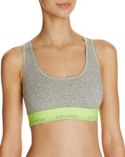 Calvin Klein Modern Cotton Bralette #f3785 In Grey Heather/bright Flash