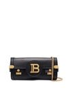 BALMAIN BLACK SHOULDER BAG WITH B LOGO CLOSURE IN SMOOTH LEATHER WOMAN