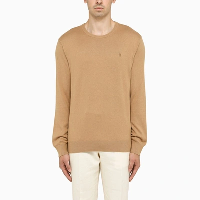 Polo Ralph Lauren Embroidered-logo Cotton-cashmere Blend Jumper In Brown