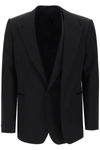 Alexander Mcqueen Trompe L'oeil Jacket In Grain De Poudre In Black