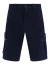 Brunello Cucinelli Straight-leg Cotton Bermuda Shorts In Blu Colorato