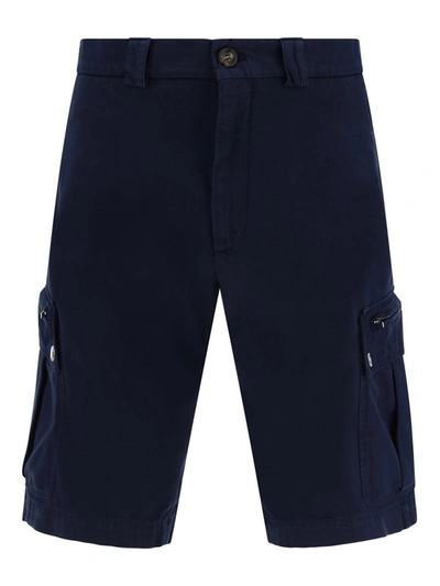 Brunello Cucinelli Straight-leg Cotton Bermuda Shorts In Blu Colorato