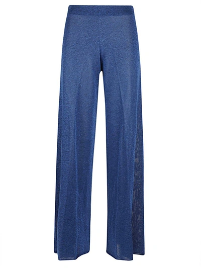 Circus Hotel Wide Leg Viscose Trousers In Blue