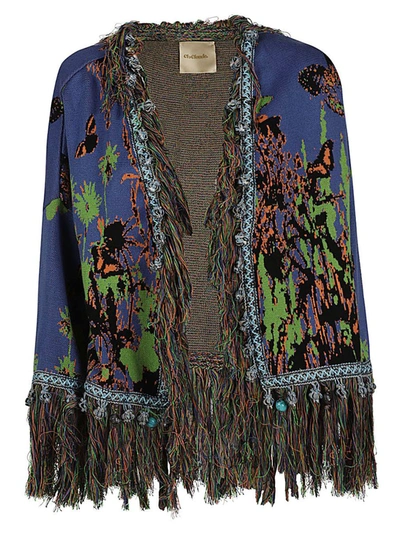 Clocloude Printed Cotton Cardigan In Blue