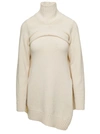 Jil Sander Cream White Two-piece Sweater With High-neck In Wool Woman In Beige