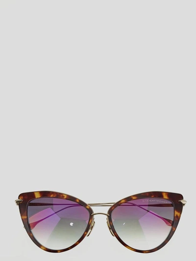 Dita Iridescent Sunglasses In <p> Sunglasses In Marble Brown Acetate With Golden Metallic Details