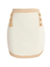Balmain 6-button Metallic-edge Pointelle Knit Mini Skirt