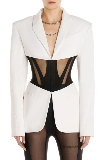 Mugler Iconic Single-breasted Corseted Blazer In White