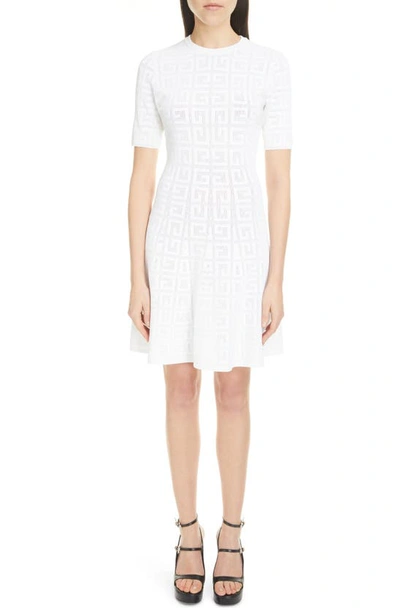 Givenchy 4g Pointelle Mini Dress In Blanc