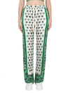 Red Valentino Floral Print Bandana Pants With Elastic Waistband In White