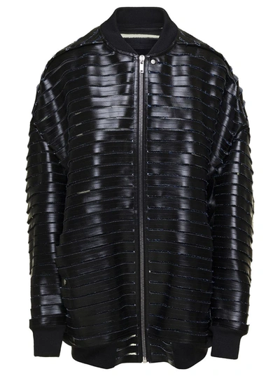Rick Owens Faux-leather Bomber Jacket In Black