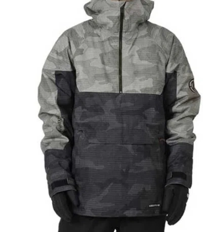 Pre-owned 686 Renewal Anorak Jacket (l) Black Camo M2w116-blcm