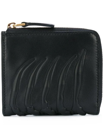 Alexander Mcqueen Rib Cage Leather Coin Wallet W/ Zip In Black