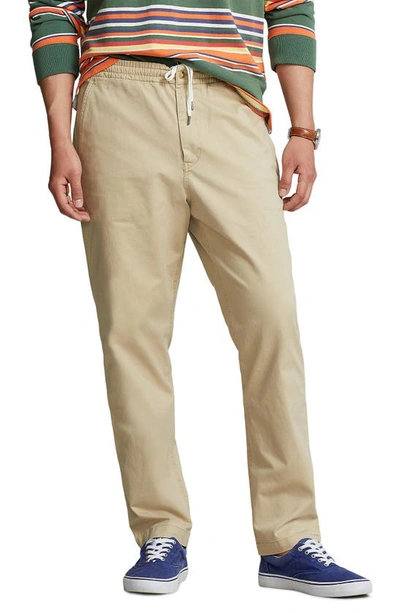Polo Ralph Lauren Stretch Cotton Drawstring Trousers In Brown