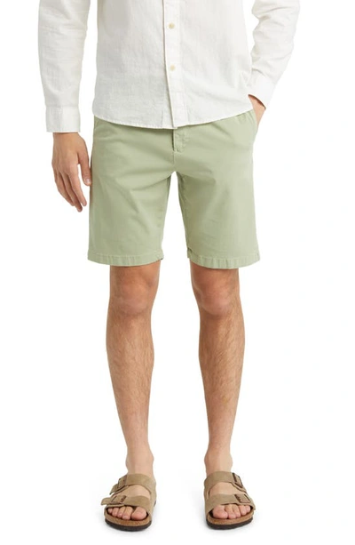 Nn07 Crown 1005 Straight-leg Organic Cotton-blend Twill Shorts In Green