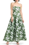 SACHIN & BABI MARGAUX FLORAL STRAPLESS GOWN