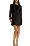 Cynthia Rowley Long Sleeve Silk Minidress In Black