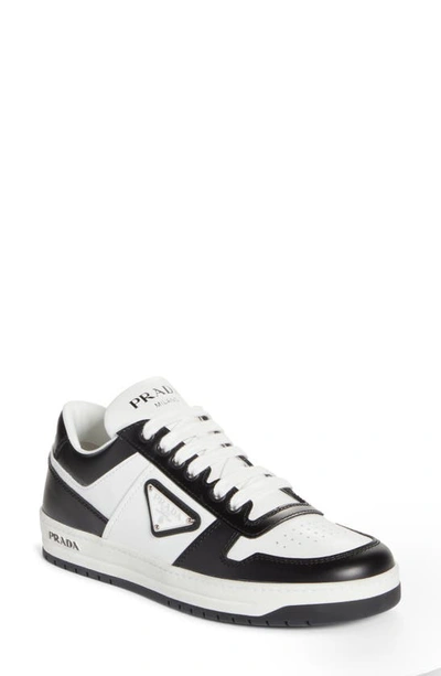 Prada Downtown Logo Low Top Sneaker In White/ Black