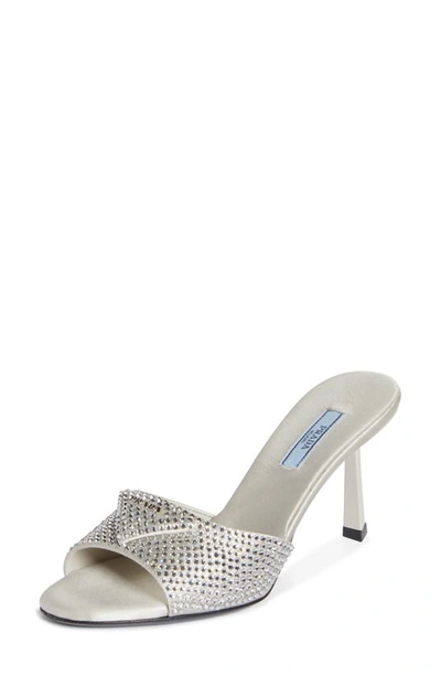 PRADA MODELLERIE CRYSTAL SLIDE SANDAL