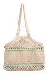 Clare V Sandy Tote In Natural/ Green Bon Vivant