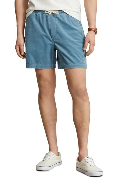 Polo Ralph Lauren Prepster Straight-leg Cotton-corduroy Drawstring Shorts In Blue