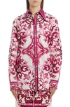 Dolce & Gabbana Majolica-print Poplin Shirt In Natural White