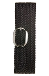 Tom Ford Oval Buckle Woven Belt In Dark Brown