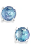 Ippolita Sterling Silver Rock Candy Mother-of-pearl, Lapis & Clear Quartz Crystal Triplet Stud Earrings In Silver Lapis
