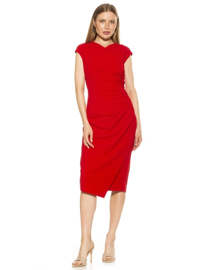 Alexia Admor Yoon Cap Sleeve Draped Sheath Dress In Red