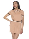 Alexia Admor Lena Stripe Short Sleeve Polo Sweater In Pink