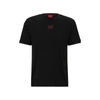 Hugo Regular-fit Cotton T-shirt With Red Logo Label In Black