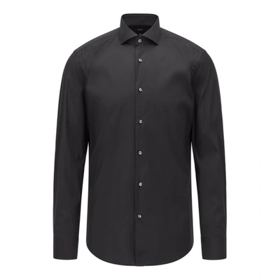 Hugo Boss Slim-fit Shirt In Easy-iron Cotton-blend Poplin In Black