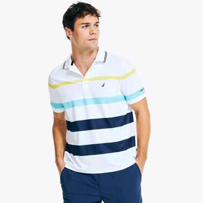 Nautica Mens Navtech Sustainably Crafted Classic Fit Striped Polo In White