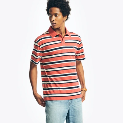 Nautica Mens Sustainably Crafted Relaxed Fit Striped Polo In Red