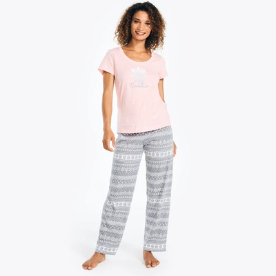 Nautica Womens Printed Pajama Pant Set In Multi