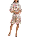 Maggy London Floral Print Long Sleeve Dress In White