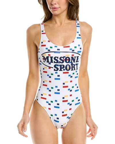 Missoni Logo-print One-piece Swimsuit In White