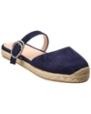 Stuart Weitzman Crystal Buckle Suede Espadrille In Blue