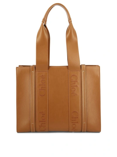 Chloé "medium Woody" Tote Bag In Brown