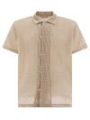 Bode Open Weave Cotton Shirt In Beige