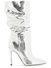 Paris Texas 105 Silver Python-effect Leather Knee-high Boots In Silver