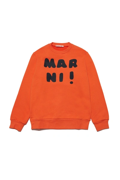 Marni Kids' Logo-print Cotton Sweatshirt In Orange